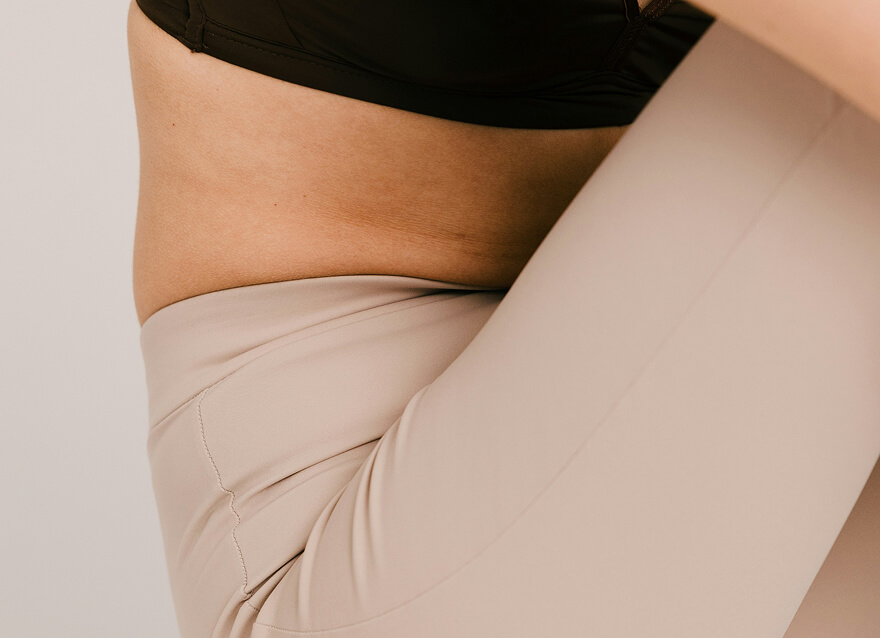 Closeup on woman's stomach